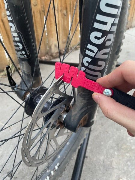 Hydraulic disc brake rotor thickness gauge.